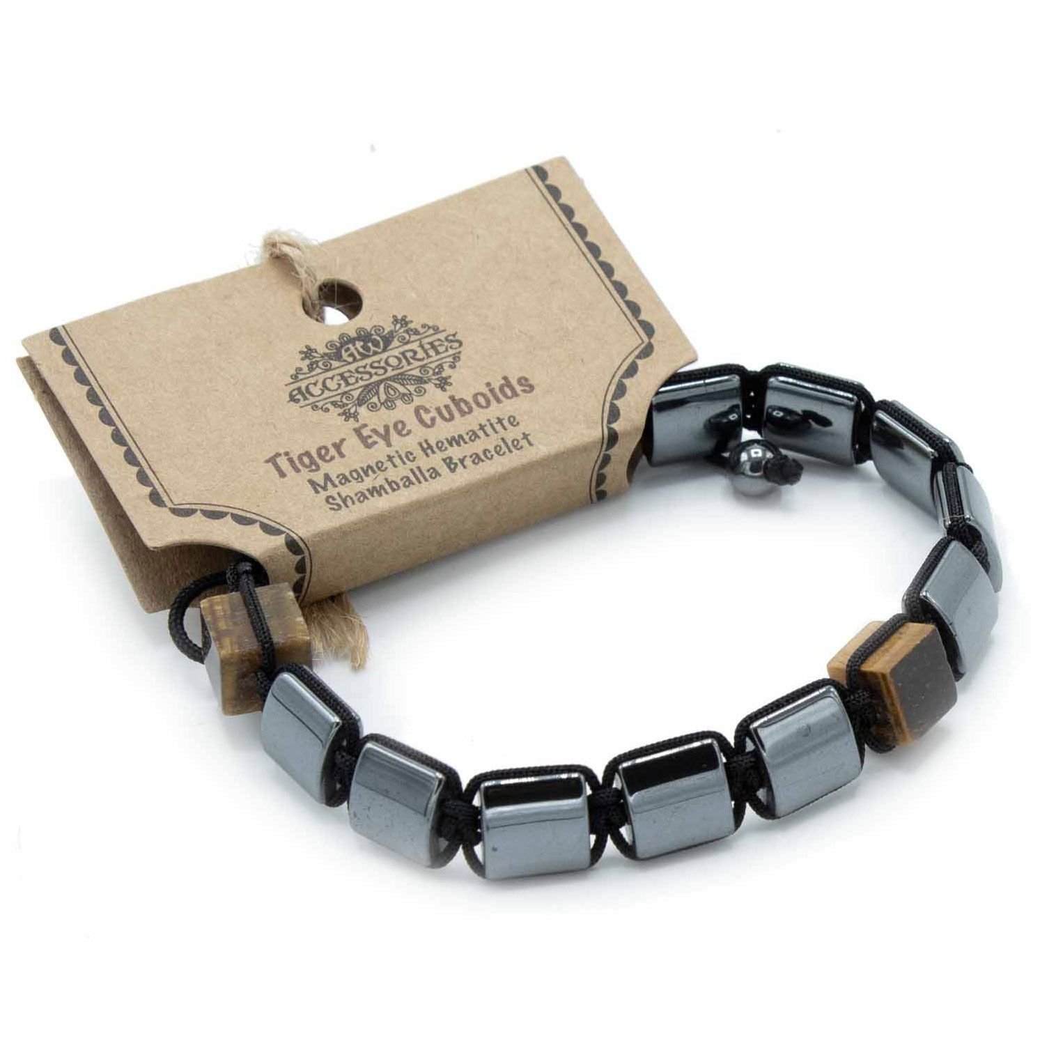 bG9jYWw6Ly9tZWRpYS8xSy9DQy82MFIzMEMxRzZSVktDQzFLLzNhMzUzNGMyLmpwZWc.jpg Magnetic Hematite Shamballa Bracelet - Tiger Eye Cuboids - Image 1