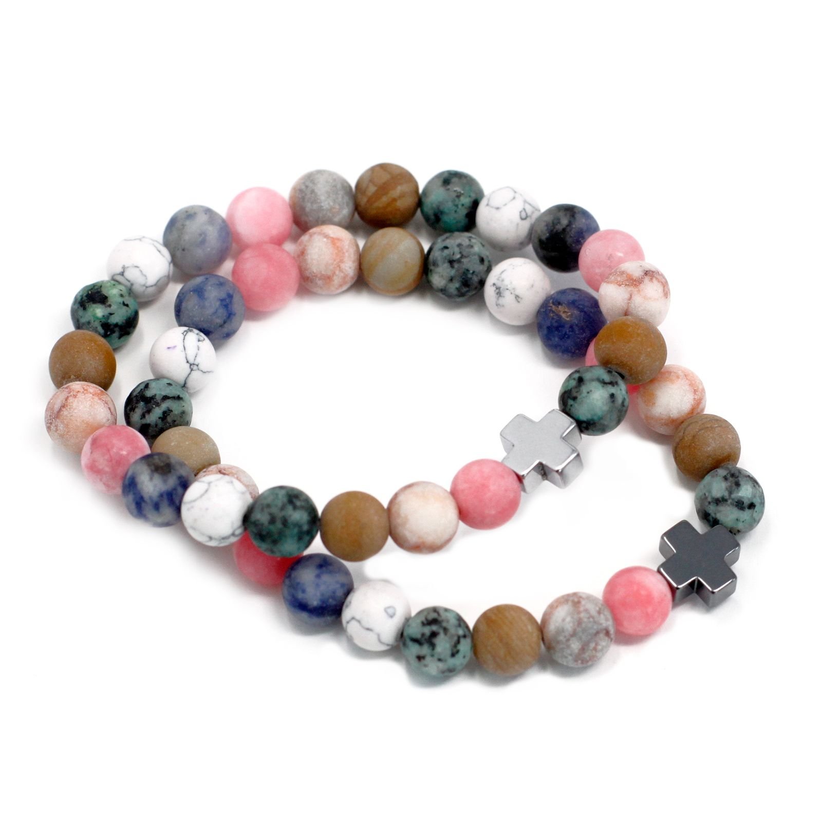 bG9jYWw6Ly9tZWRpYS8xSy9HRS82MFIzMEMxRzZNVktHRTFLL2ZjZTlmMWVmLmpwZWc.jpg Set of 2 Gemstones Friendship Bracelets - Harmony - Rainbow Gemstones - Image 1