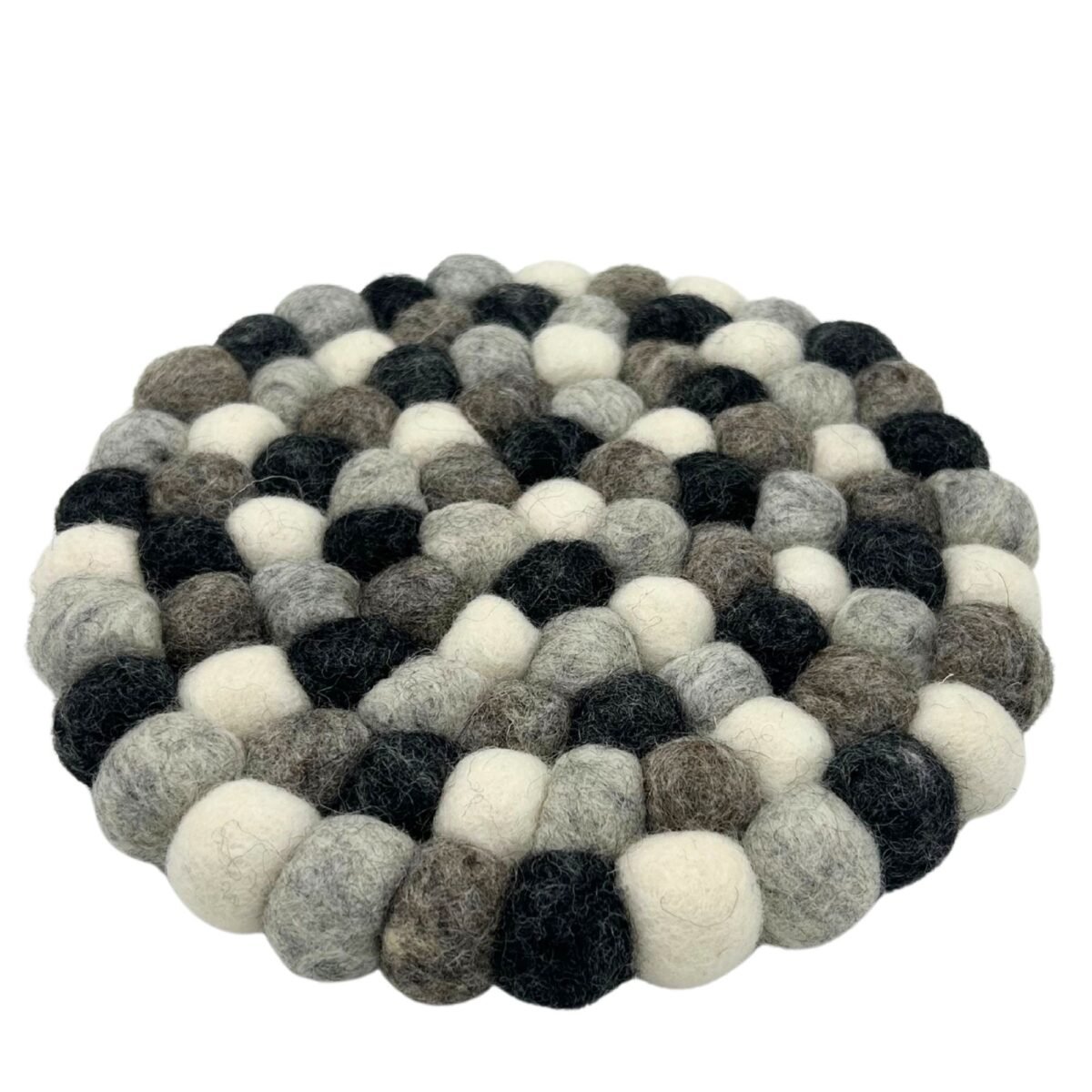 Felt Ball Round Placemat- Multi  Grey Colour - Image 2