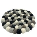 Felt Ball Round Placemat- Multi  Grey Colour - Image 2