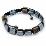 Magnetic Hematite Shamballa Bracelet -  Tiger Eye Cuboids - Image 2