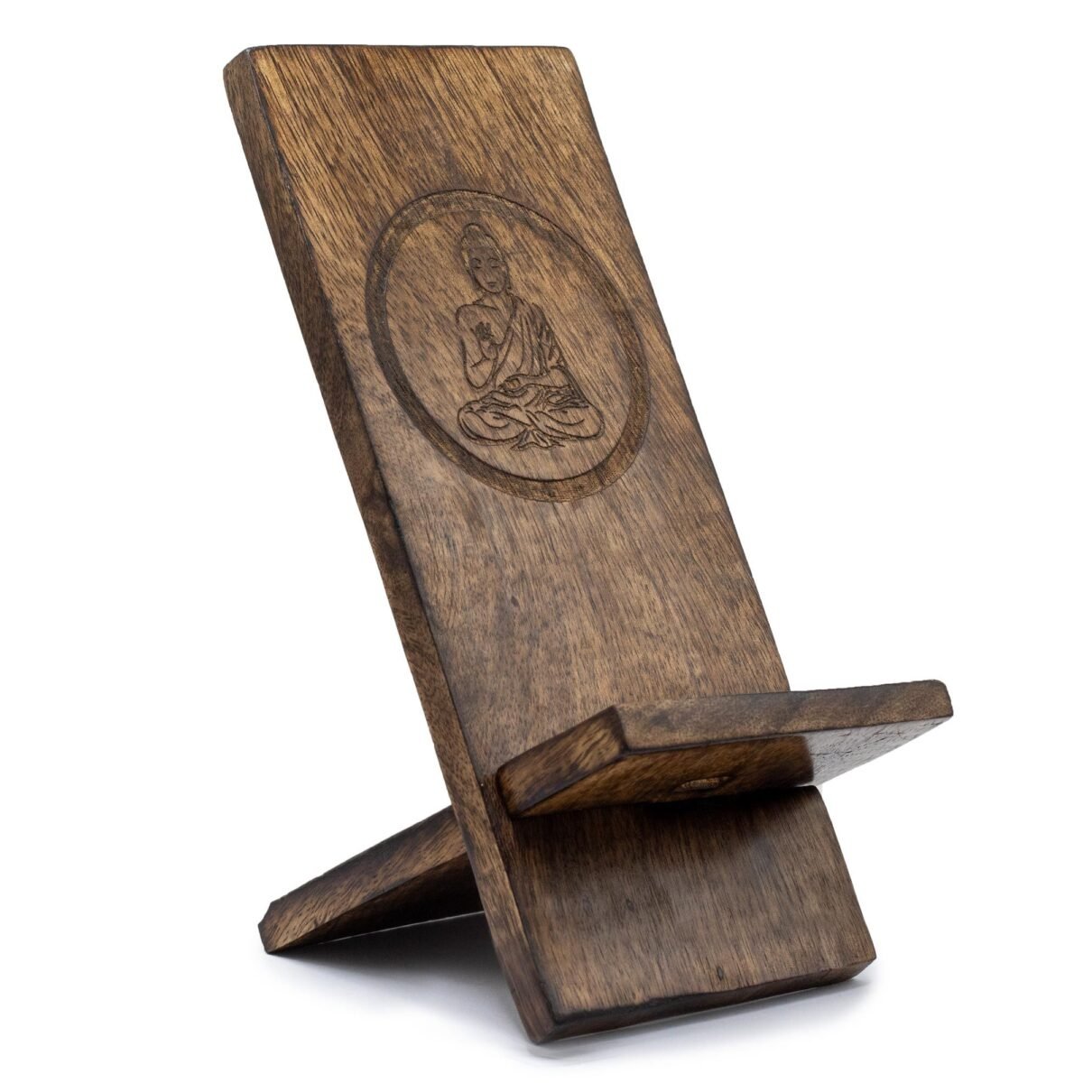 Wooden Carved Phone Stand - Buddha - Image 1