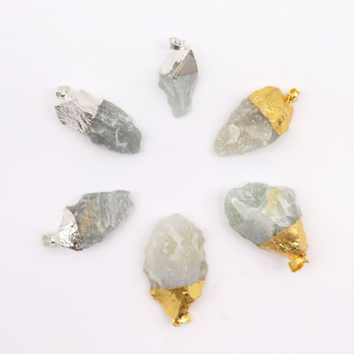 Gemstone Indian Jade Gold & Silver Plated Pendants (6 assorted) - Image 2