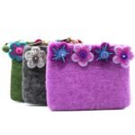 Natural Felt Zipper Pouch (asst) - Four Flowers - Image 2