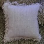Linen Cushion Cover 60x60cm with fringe - Image 2