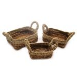 Banana Leaf & Seagrass Square Basket- Set of 3 - Image 7