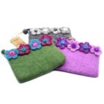 Natural Felt Zipper Pouch (asst) - Four Flowers - Image 3