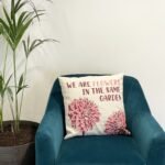 Printed Cotton Cushion Cover - We are Flowers - Olive, Pink and Natural - Image 13