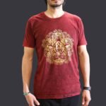 Medium Stone Washed T-Shirt - Hamsa - Maroon - Image 3
