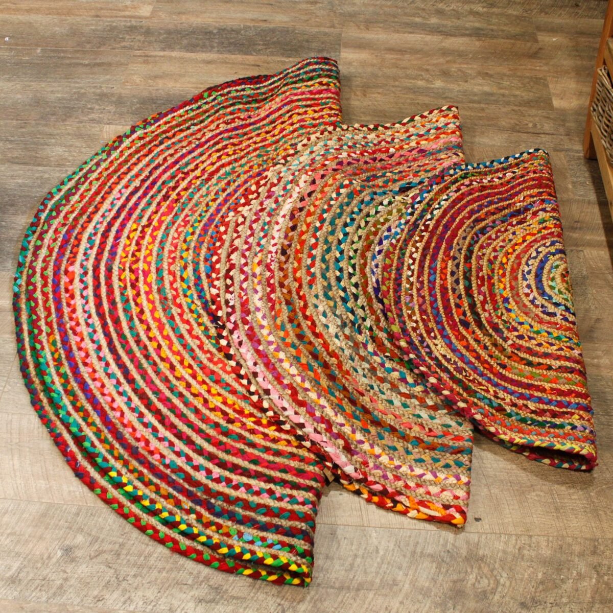 Round Jute and Recycled Cotton Rug - 120 cm - Image 4