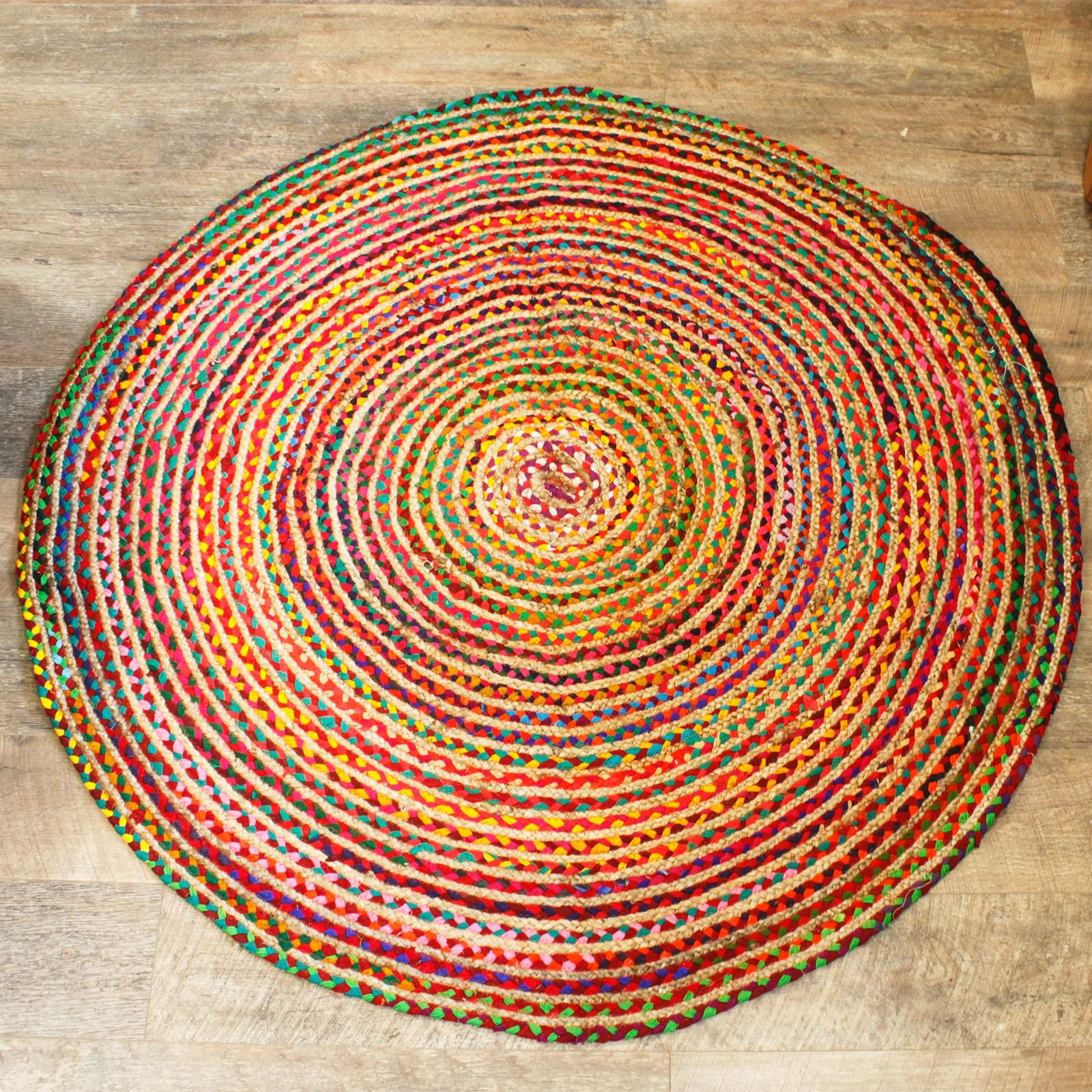 bG9jYWw6Ly9tZWRpYS9IUC84Qy82MFIzMEMxRzZNVzM4Q0hQLzVhYzVmMjBhLmpwZWc.jpg Round Jute and Recycled Cotton Rug - 150 cm - Image 1
