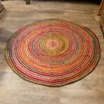 Round Jute and Recycled Cotton Rug - 150 cm - Image 2