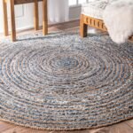 Round Jute and Recycle Denim Rug- 90 cm - Image 4