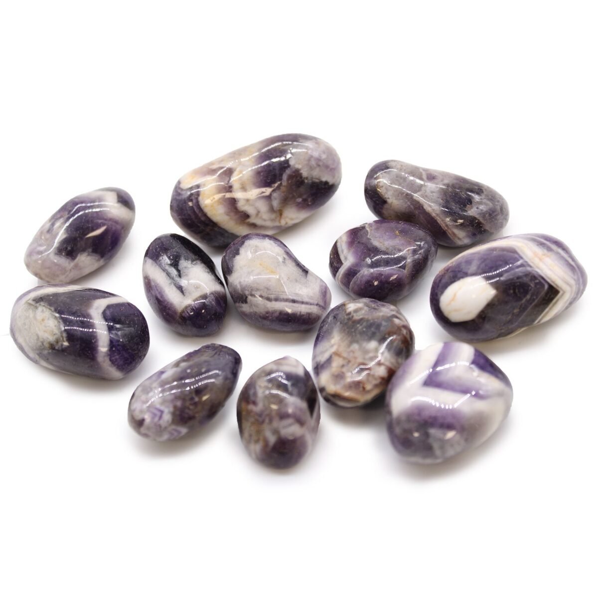 Medium African Tumble Stones - Amethyst - Chevron - Image 1