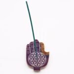 Soapstone Med Hamsa Incense Holder - Flower of Life - Image 3