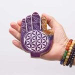 Soapstone Med Hamsa Incense Holder - Flower of Life - Image 2