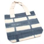 Natural Tye-Dye Cotton Bag (8oz) - 38x42x12cm - Grey Blocks - Natural Handle - Image 2