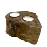 Petrified Wood Candle Holder - Double - Image 2
