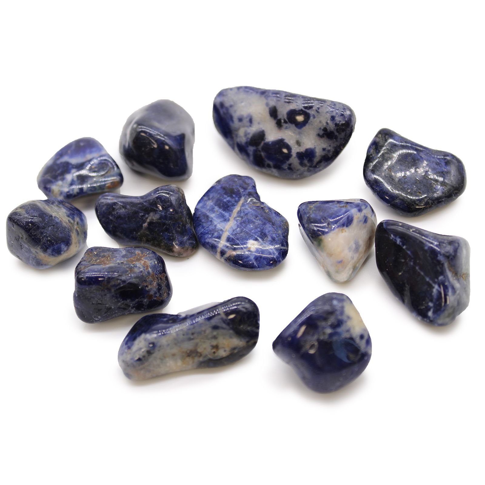 bG9jYWw6Ly9tZWRpYS9TTi9KRC82MFIzMEMxRzZSVEtKRFNOL2FkOWM4ZDQ1LmpwZWc-5.jpg Medium African Tumble Stones - Sodalite - Pure Blue - Image 1