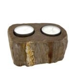 Petrified Wood Candle Holder - Double - Image 3