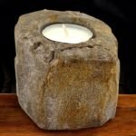 Petrified Wood Candle Holder - Single Low - Image 4