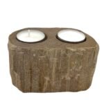 Petrified Wood Candle Holder - Double - Image 4