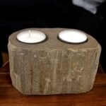 Petrified Wood Candle Holder - Double - Image 6