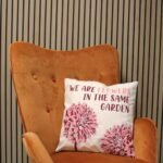 Printed Cotton Cushion Cover - We are Flowers - Olive, Pink and Natural - Image 3