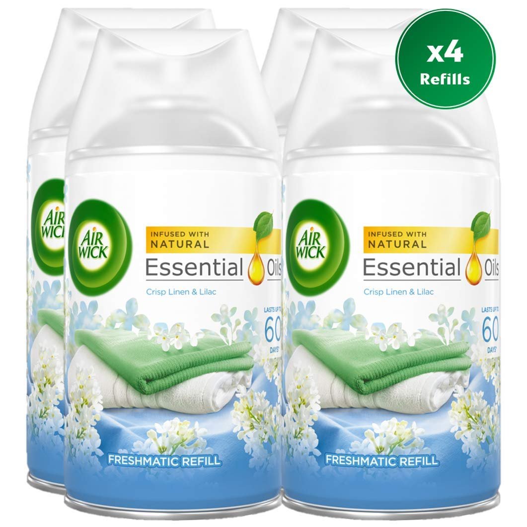 4xair Air Wick Freshmatic Max Refill Crisp Linen & Lilac 250ml – Pack of 4 - Image 1